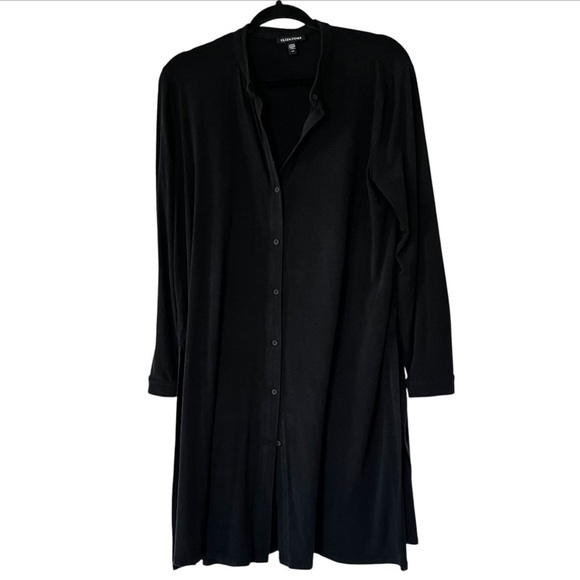 Eileen Fisher Tencel Blend Shirtdress in Black size Large - Picture 2 of 7